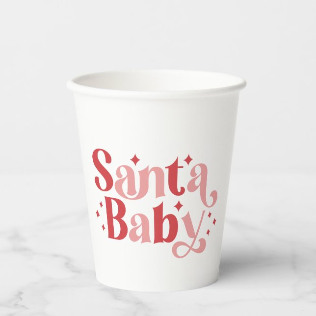 Vasos De Papel Santa Bebé - Navidades retro Tipografía (Anverso)