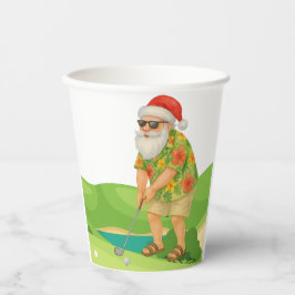 Vasos De Papel Santa Claus es un Navidad de golf en julio