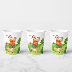 Vasos De Papel Santa Claus es un Navidad de golf en julio
