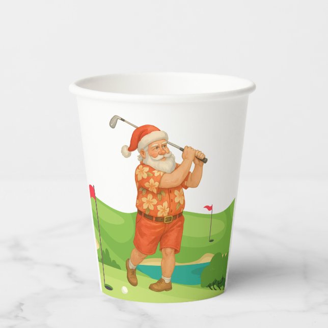 Vasos De Papel Santa Claus es un Navidad de golf en julio (Anverso)