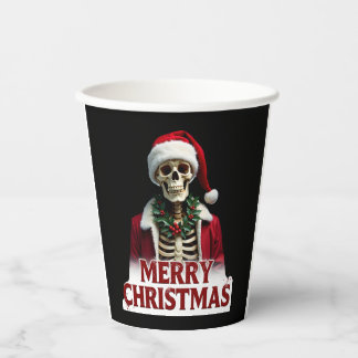 Vasos De Papel Santa Claus Skeleton Outfit Skull Funny Christmas 