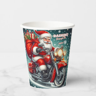 Vasos De Papel Santa en motocicleta