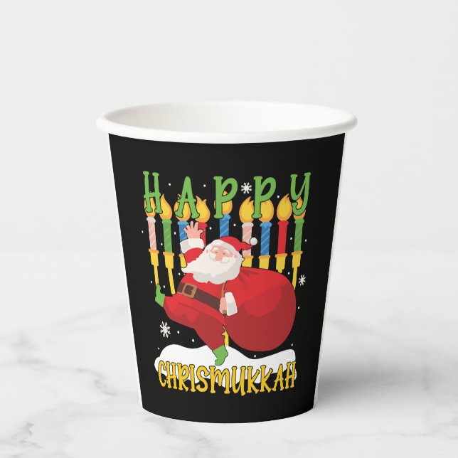 Vasos De Papel Santa Happy Chrismukkah Funny Hanukkah Navidades (Anverso)