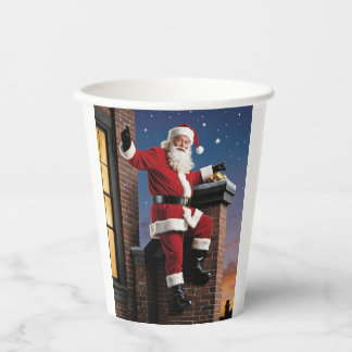 Vasos De Papel Santa por la chimenea, tazas de papel