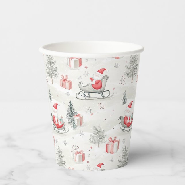 Vasos De Papel Santa presenta taza de papel para Navidades (Anverso)