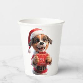 Vasos De Papel Santa Pup dice: ¡Abraza la Navidad! 🎅🐾