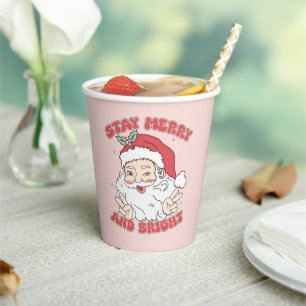 Vasos De Papel Santa Rosa de la Vintage "Stay Merry and Bright" N