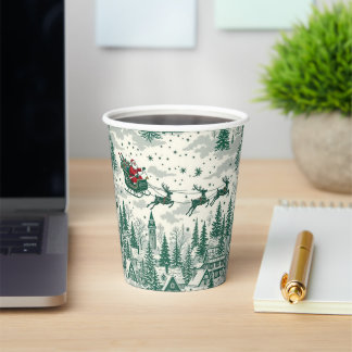 Vasos De Papel "Santa’s Sleigh Ride – Vintage Christmas Cup Desig