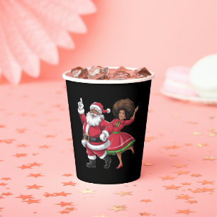 Vasos De Papel Santa Señora Claus bailando Navidades estadouniden