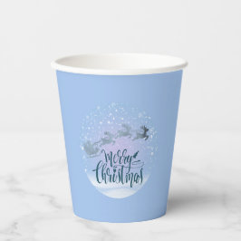 Vasos De Papel Santa Sleigh & Reindeer Merry Christmas