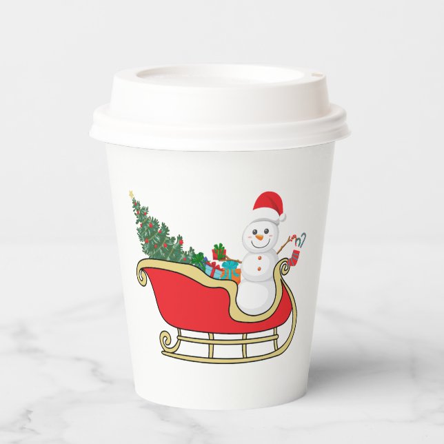 Vasos De Papel Santa snowman distributing gifts (Anverso)