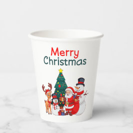 Vasos De Papel Santa, Snowman Y Los Renos Feliz Navidad