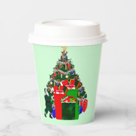 Vasos De Papel Santa y se presenta en las tazas de papel de árbol