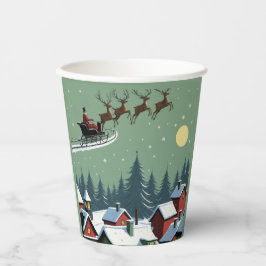 Vasos De Papel Santa y su Sleigh