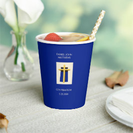 Vasos De Papel Santísima Cruz Negrita Azul Fiesta Religioso