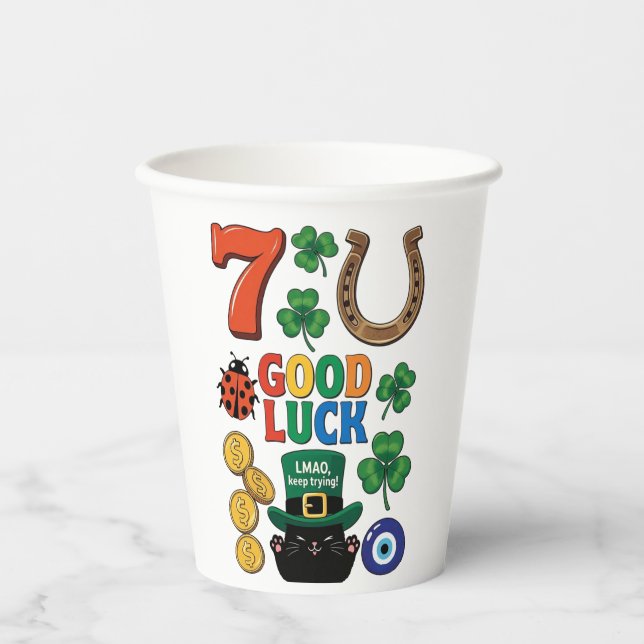Vasos De Papel Sarcastic black cat  and Lucky charms (Anverso)
