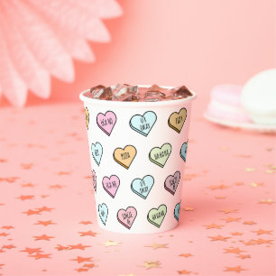 Vasos De Papel Sarcástico patrón cardíaco de San Valentín
