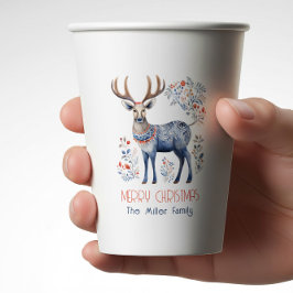 Vasos De Papel Scandinavian Folk Reindeer Christmas Supplies