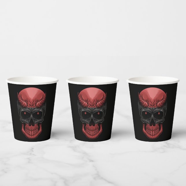 Vasos De Papel Scary Halloween Skull (Multi)