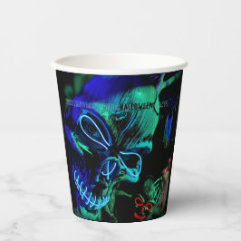 Vasos De Papel Scary Neon Verde azulada Skulls Halloween Fecha