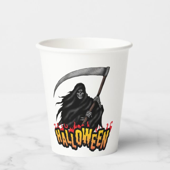 Vasos De Papel Scary Reaper Man Halloween (Anverso)