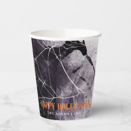 Vasos De Papel Scary Spider Web Happy Halloween Custom Name