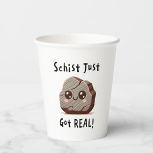 Vasos De Papel Schist Got Real - Nerdy Rock Pun - Felicitaciones/