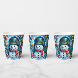 Vasos De Papel Schneemann mit Weihnachtsdeko -