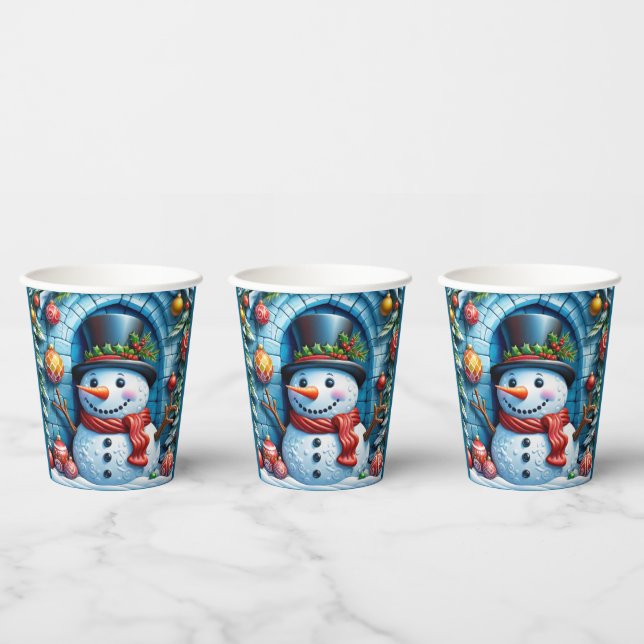 Vasos De Papel Schneemann mit Weihnachtsdeko - (Multi)