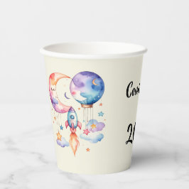 Vasos De Papel Schwangerschaft verkünden Aquarell Heißluftballon 