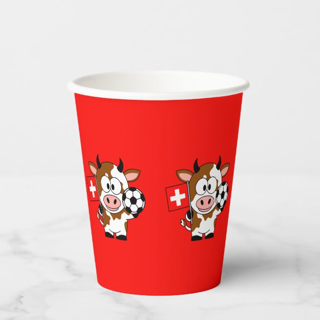 Vasos De Papel Schweizer Kuh mit Fussball (Anverso)