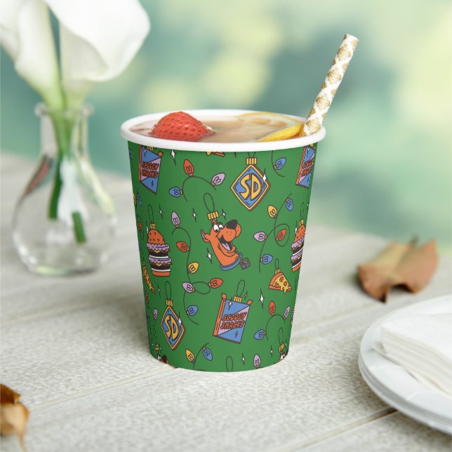 Vasos De Papel Scooby-Doo Holiday Snack Lights Pattern (in situ)