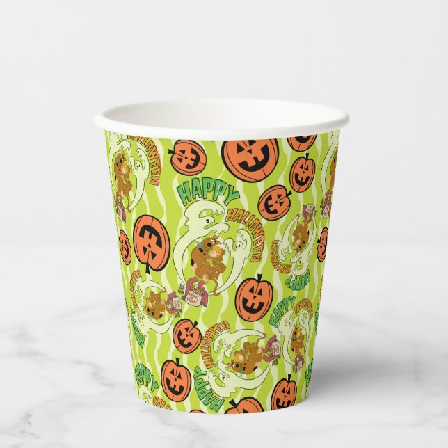 Vasos De Papel Scooby-Doo | Patrón de Halloween Feliz (Anverso)