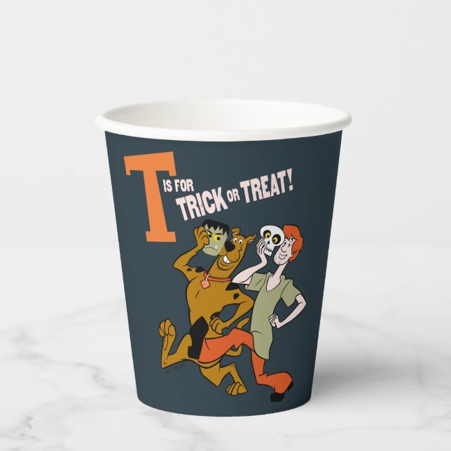 Vasos De Papel Scooby-Doo | T es para Truco o Tratamiento (Anverso)