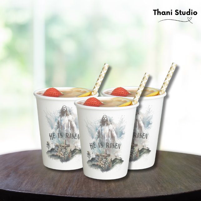 Vasos De Papel Se levanta la Cruz Religiosa Cristiana de Pascua (Subido por el creador)