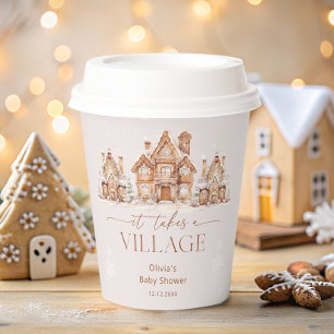 Vasos De Papel Se necesita un Baby Shower de invierno de aldea