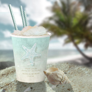 Vasos De Papel Sea Foam Beach Wedding Gracias V2 ID837