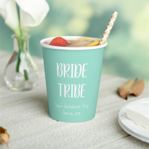 Vasos De Papel Seafoam Simple Color Boda Tribuna de Novia