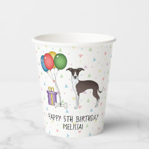Vasos De Papel Seal y galgo italiano blanco - Feliz Cumpleaños