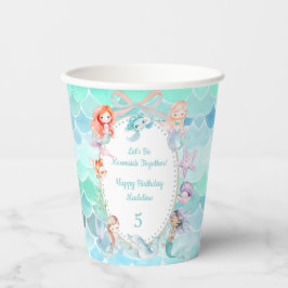 Vasos De Papel Seamos Sirenas Juntos Fiesta Sirena Cumpleaños