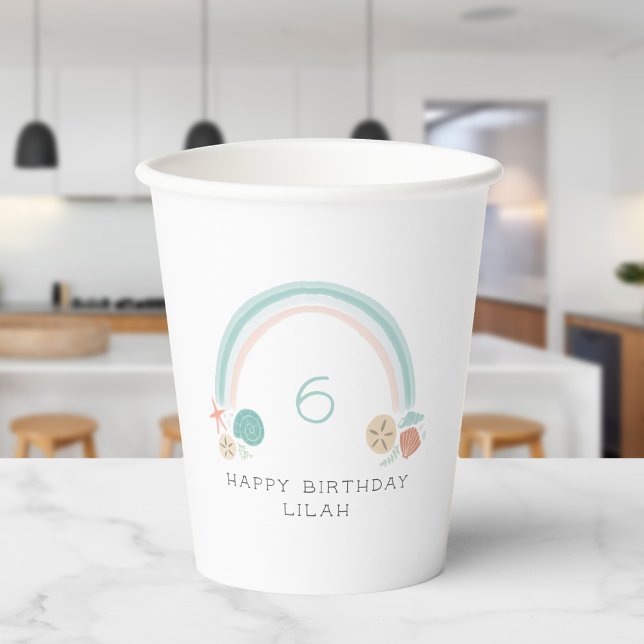 Vasos De Papel Seashell Rainbow Nautical Birday Party (Subido por el creador)