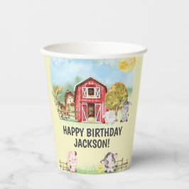 Vasos De Papel Segundo cumpleaños de la granja Animal