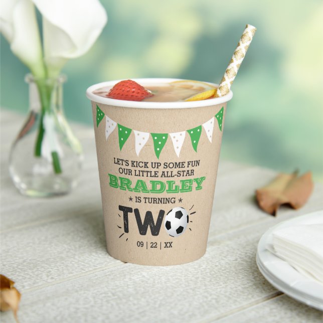 Vasos De Papel Segundo cumpleaños de la pelota de fútbol de toda  (in situ)