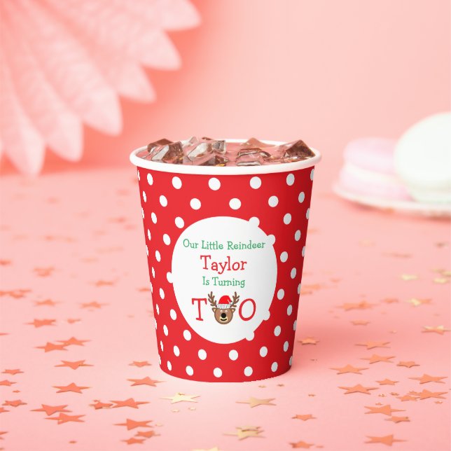 Vasos De Papel Segundo cumpleaños de renos (in situ)