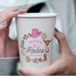 Vasos De Papel Segundo cumpleaños de Rodeo Rosa Occidental Cowboy