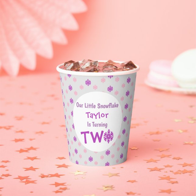 Vasos De Papel Segundo cumpleaños del pequeño copo de nieve (in situ)