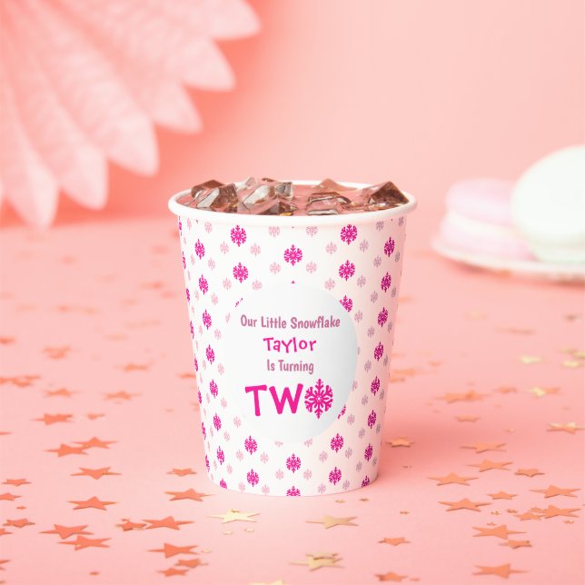 Vasos De Papel Segundo cumpleaños del pequeño copo de nieve (in situ)