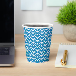 Vasos De Papel Seigaiha, olas, japonés, azul y blanco