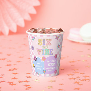 Vasos De Papel Seis es una fiesta de cumpleaños de Vibe Preppy Pa