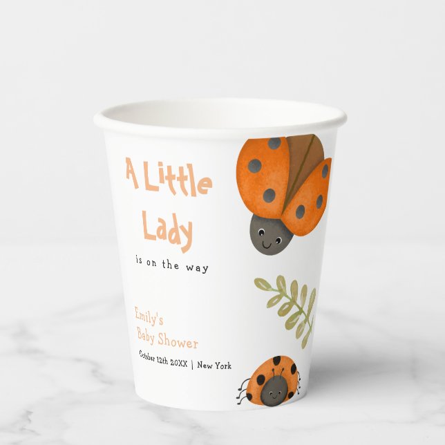 Vasos De Papel Selva acuarela Little Ladybug Baby Shower (Anverso)